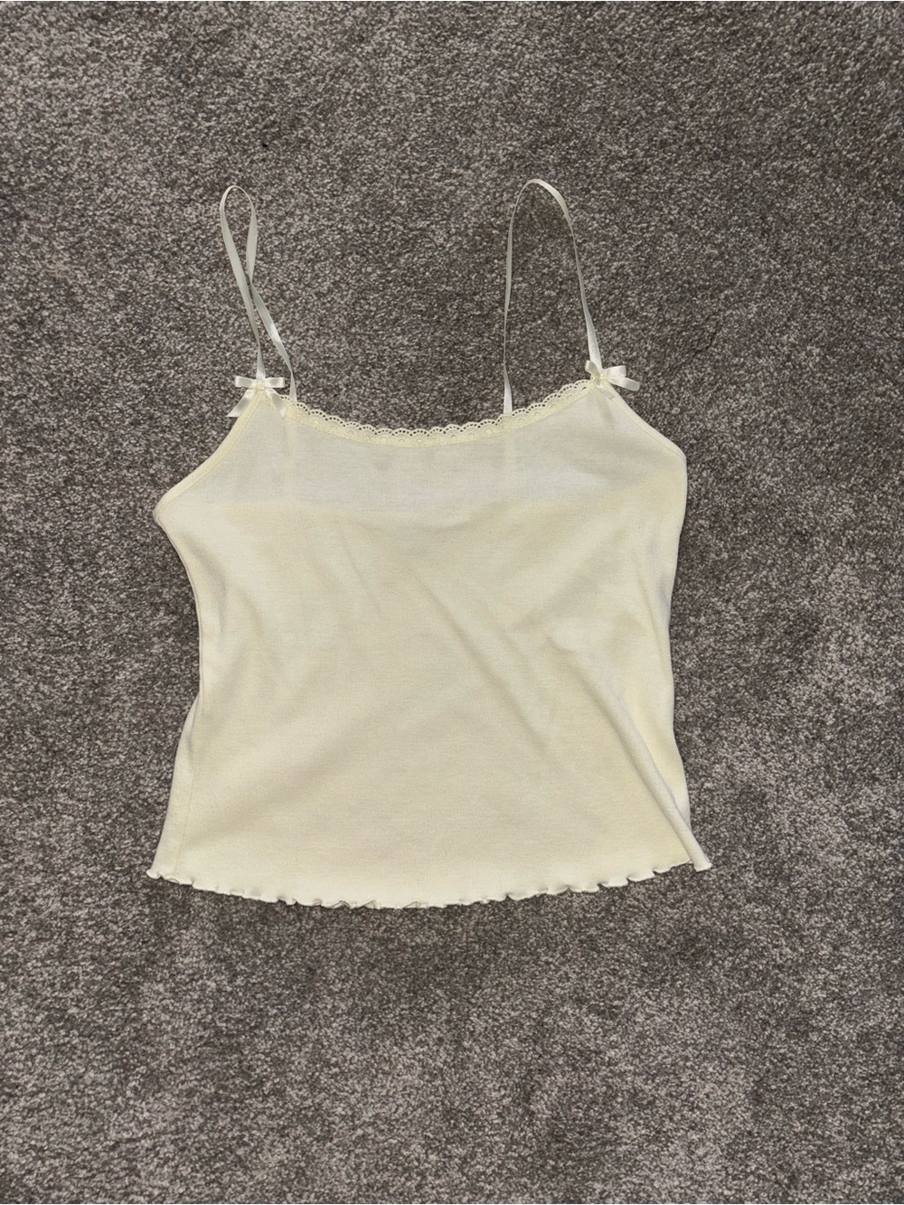 La SENZA 90s Cottagecore Cream Lace-Trim Spaghetti Strap Cami